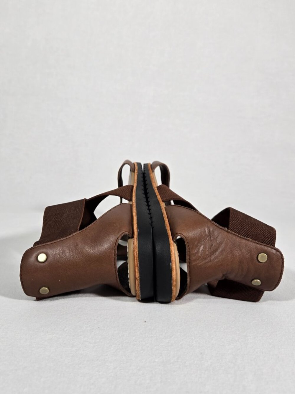SOREL Ella BOHO Brown Leather & Elastic Gore Straps Gladiator Sandal Women Sz. 8 - Picture 10 of 17